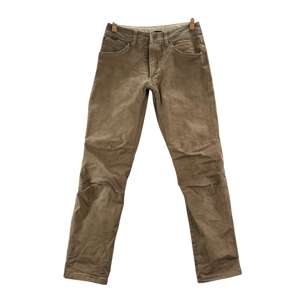 Kuhl Flannel Lined Pants Mens 30x32 Brown Vintage Patina Canvas Hiking Outdoor